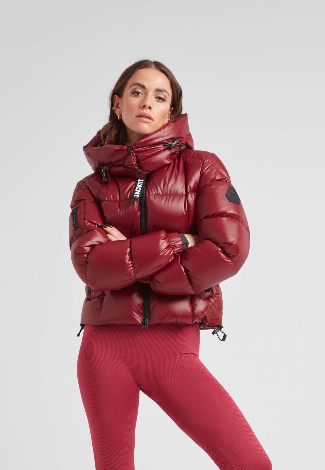 Ez Boxed Crop Down Puffer Jacket Lux Cranberry