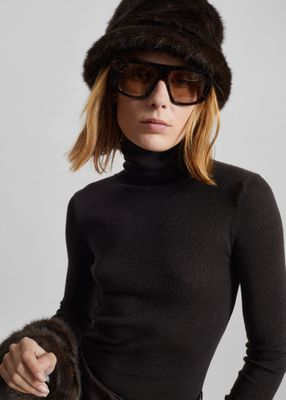 Amomento Fur Bucket Hat - Dark Brown