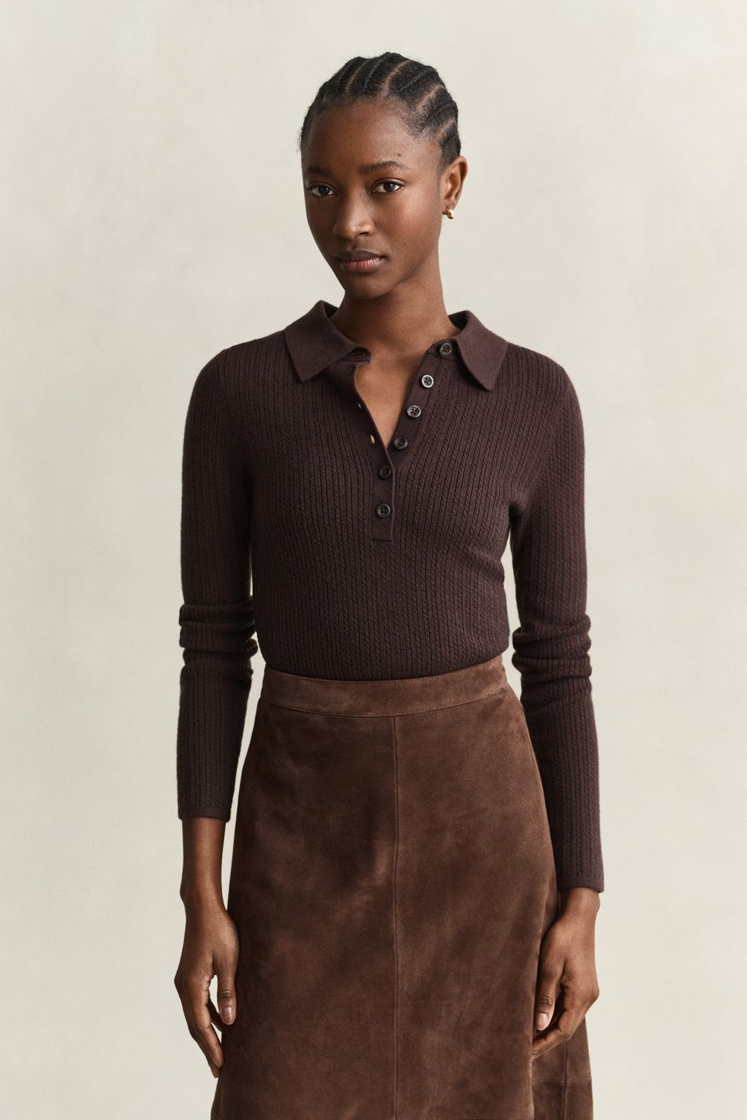 Cable Knit Top - GREY MELANGE