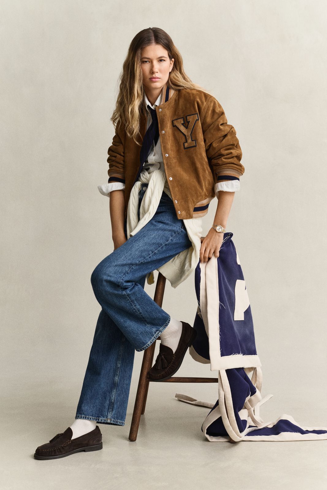 Gant x Yale Suede Varsity Jacket - ROASTED WALNUT