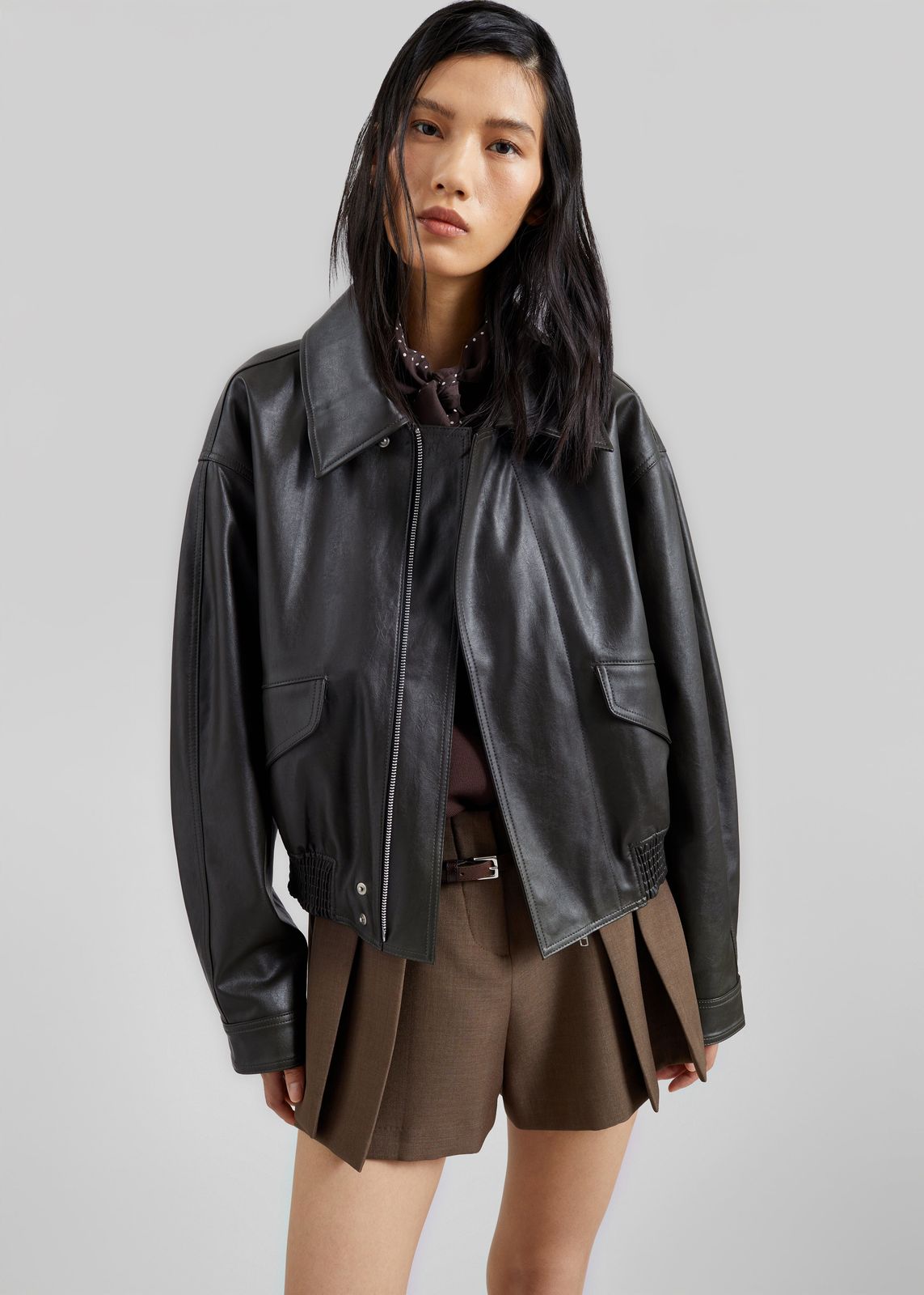 Halmstad Faux Leather Jacket - Charcoal