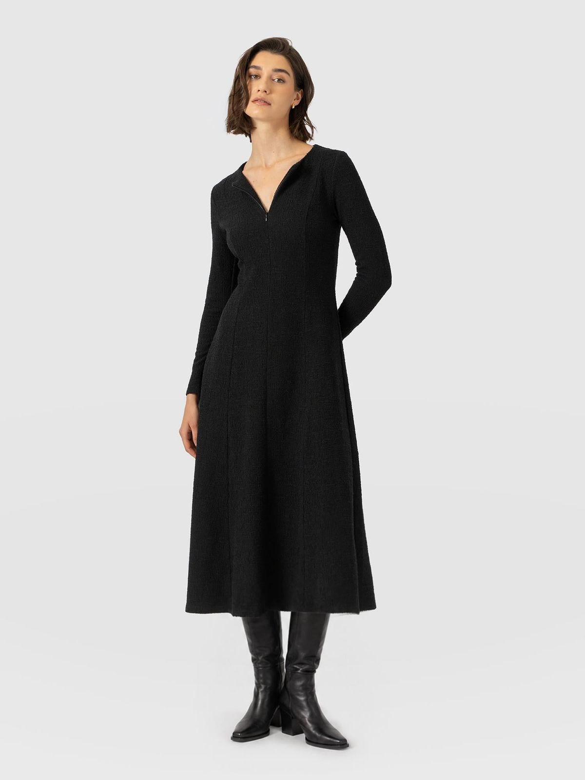 Orla Midi Dress - Black Boucle