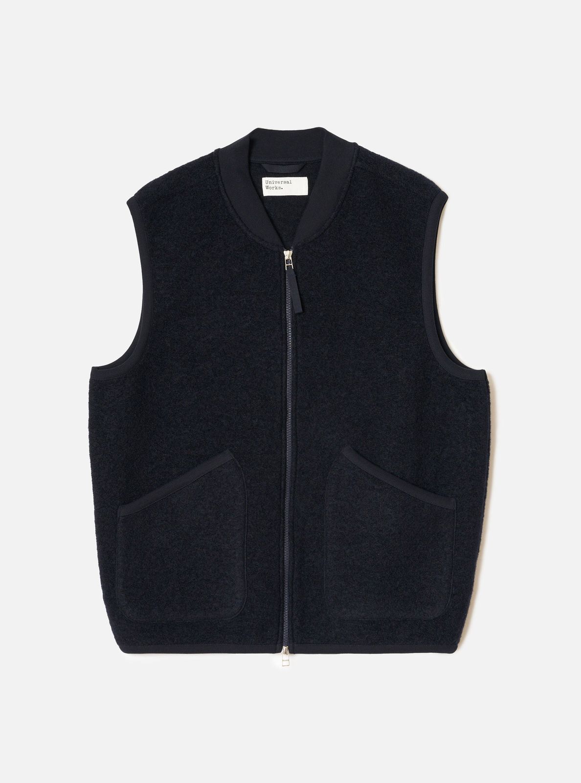 Navy Wool Fleece Zip Waistcoat
