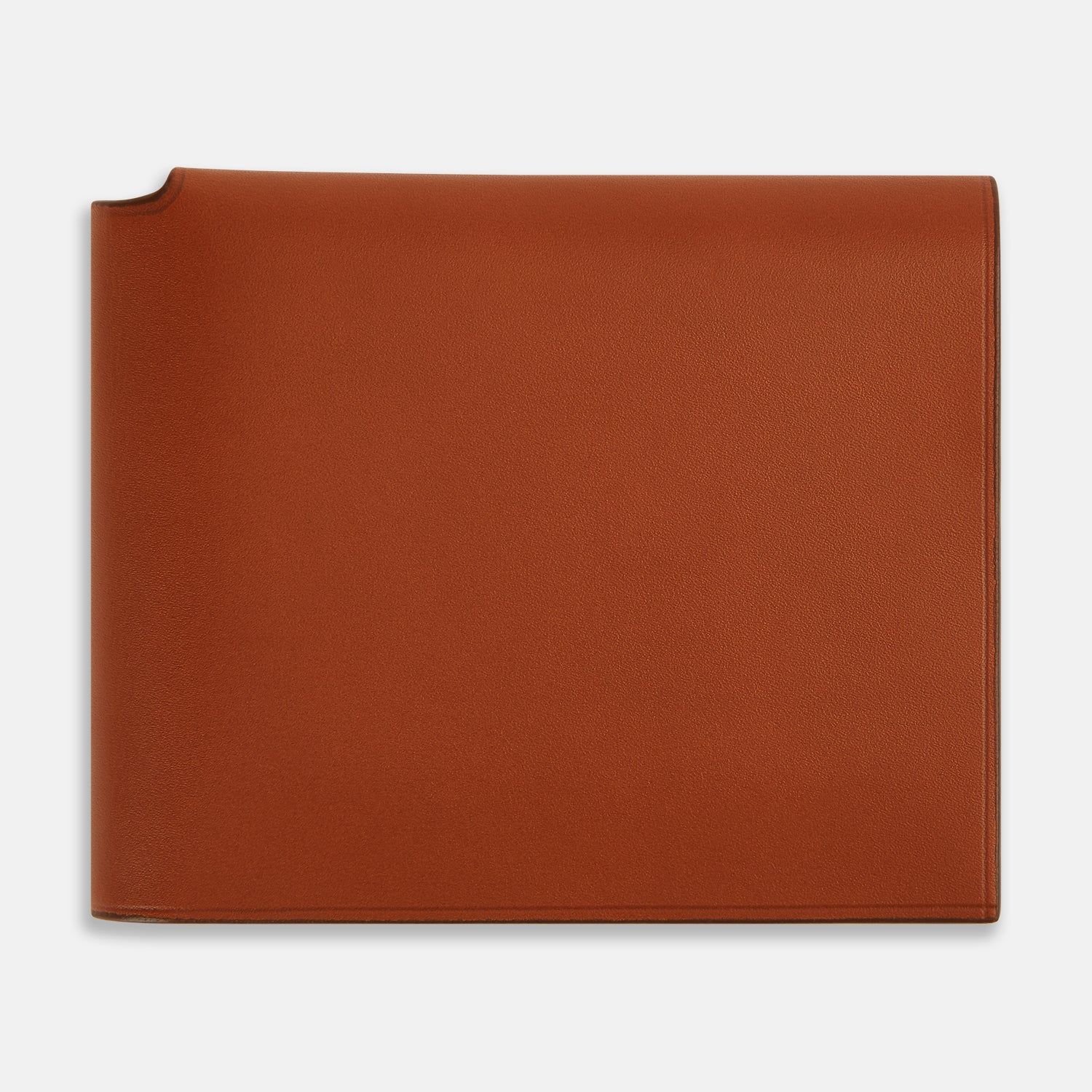 Cognac Leather Trifold Card Holder With Metal Money Clip