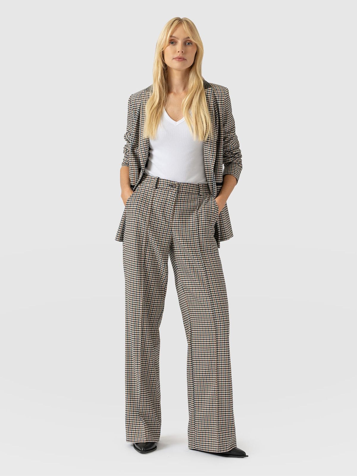 Cambridge Tailored Wide Leg Pant - Saxon Jacquard
