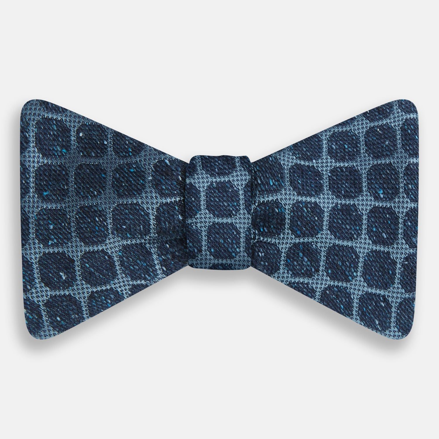 Navy Grid Silk Bow Tie