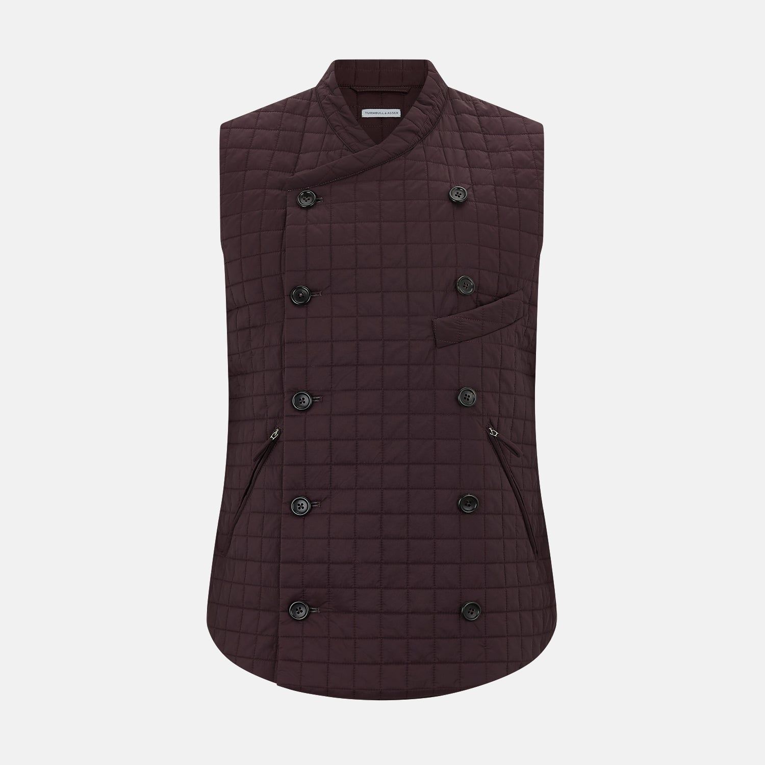 Burgundy Double-breasted Quilted Gilet