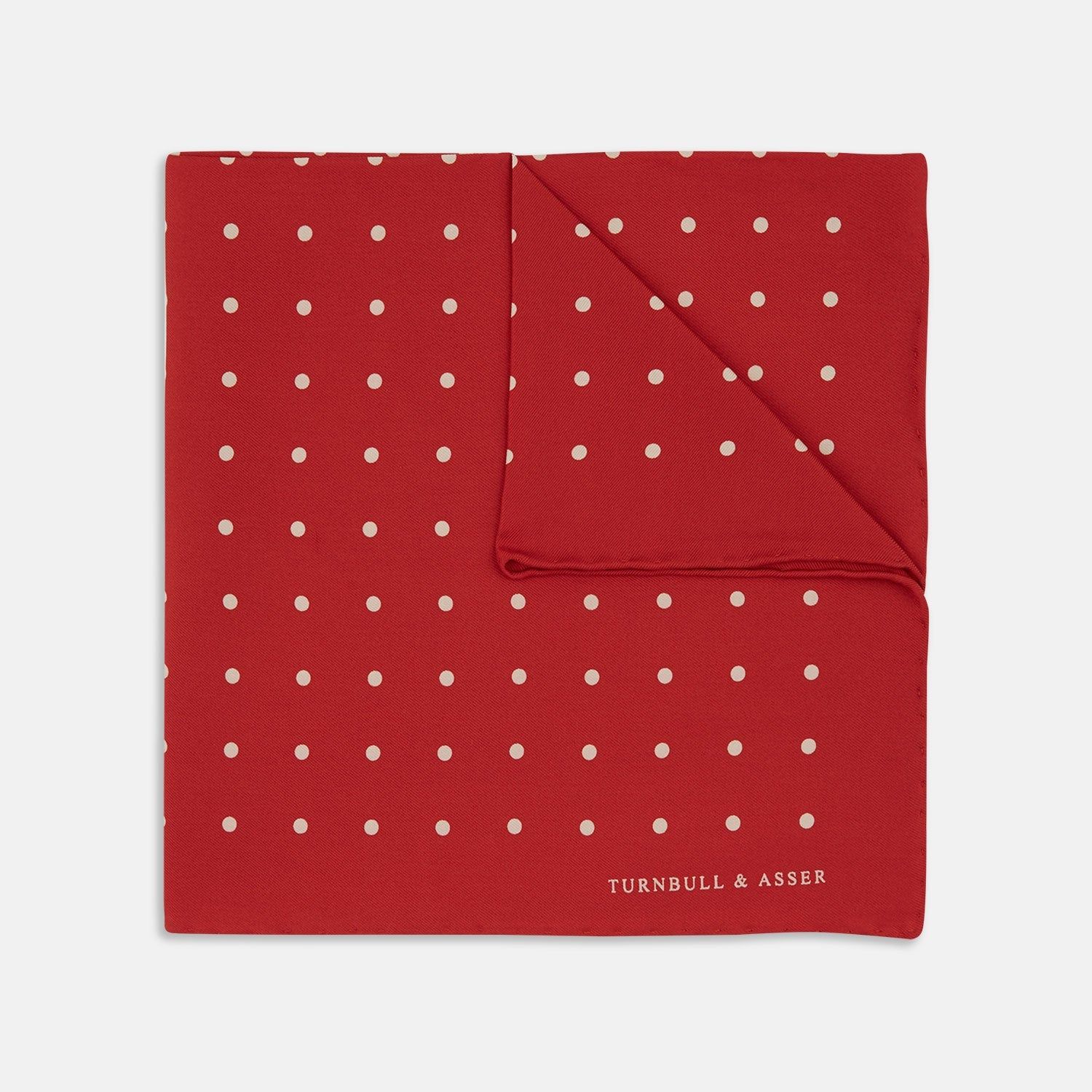Red And White Spot Silk Pocket Square