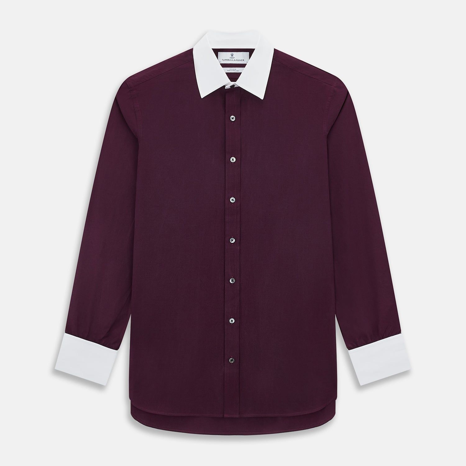 Dark Burgundy Pinstripe Shirt With Contrast Collar & Cuffs