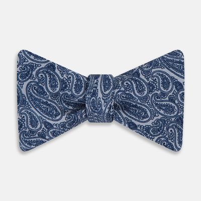 Pale Blue Paisley Silk Bow Tie