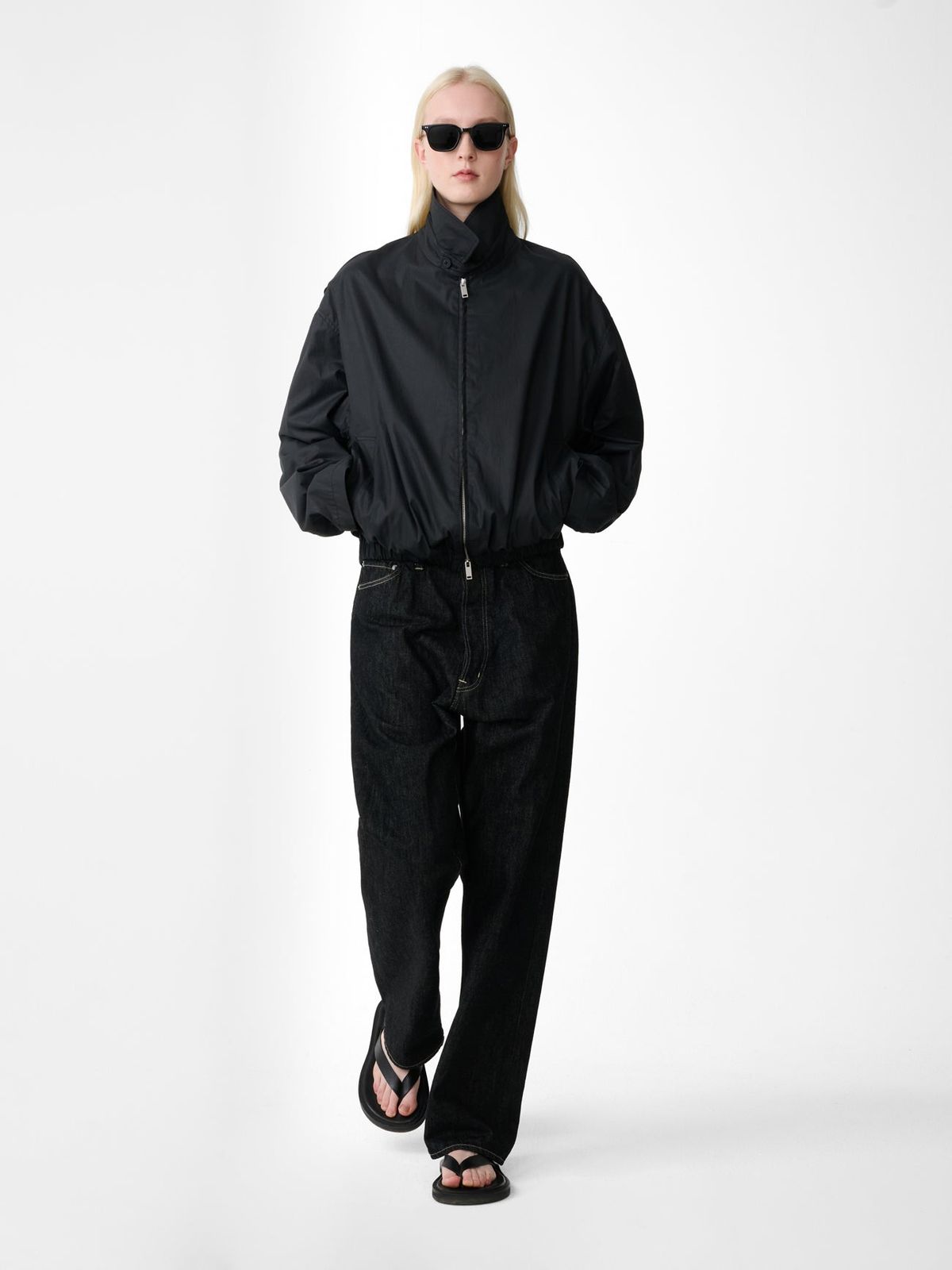 Marylebone Straight Leg Denim Pant in Black / White Weft