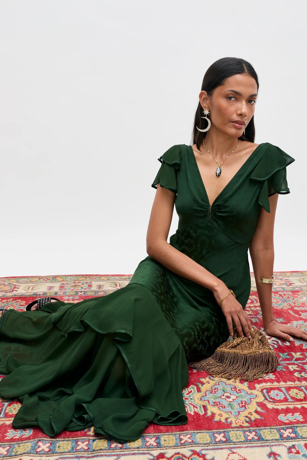 Marlow - Floral Trail Jacquard Dark Green