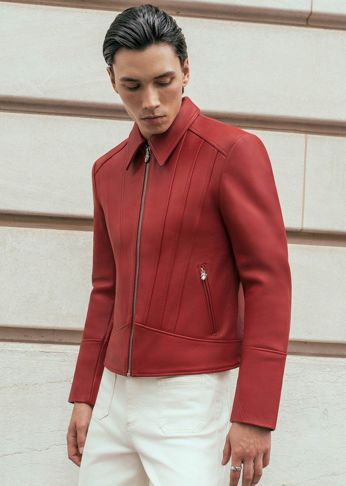 Phix X Rolling Stones Red Leather Panel Suede Tongue Jacket