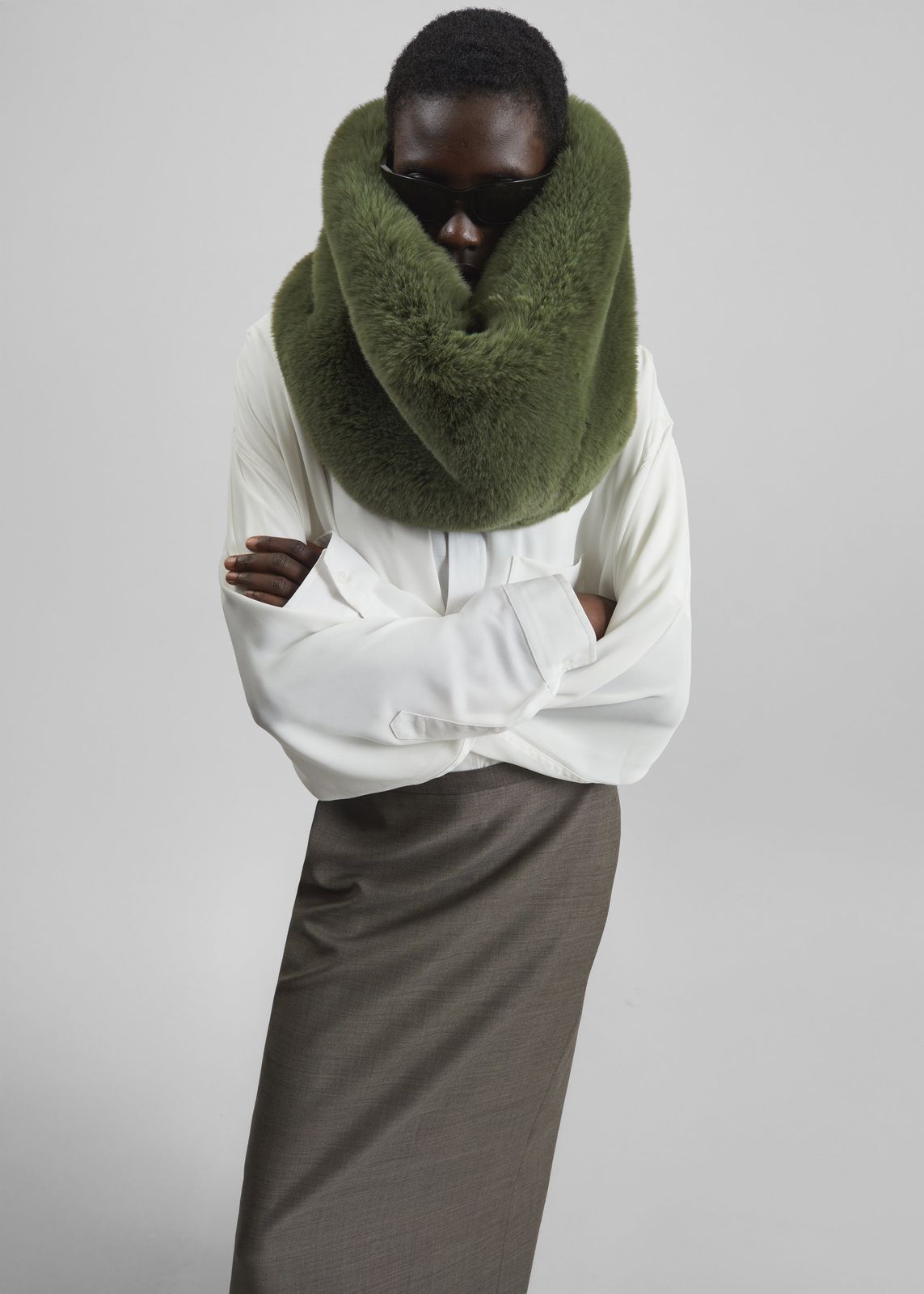 Ginevra Faux Fur Snood - Moss Green