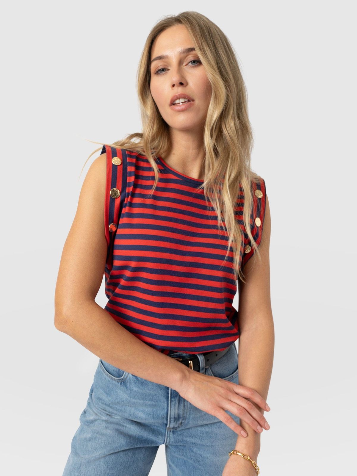 Rowan Tee - Red/navy Stripe