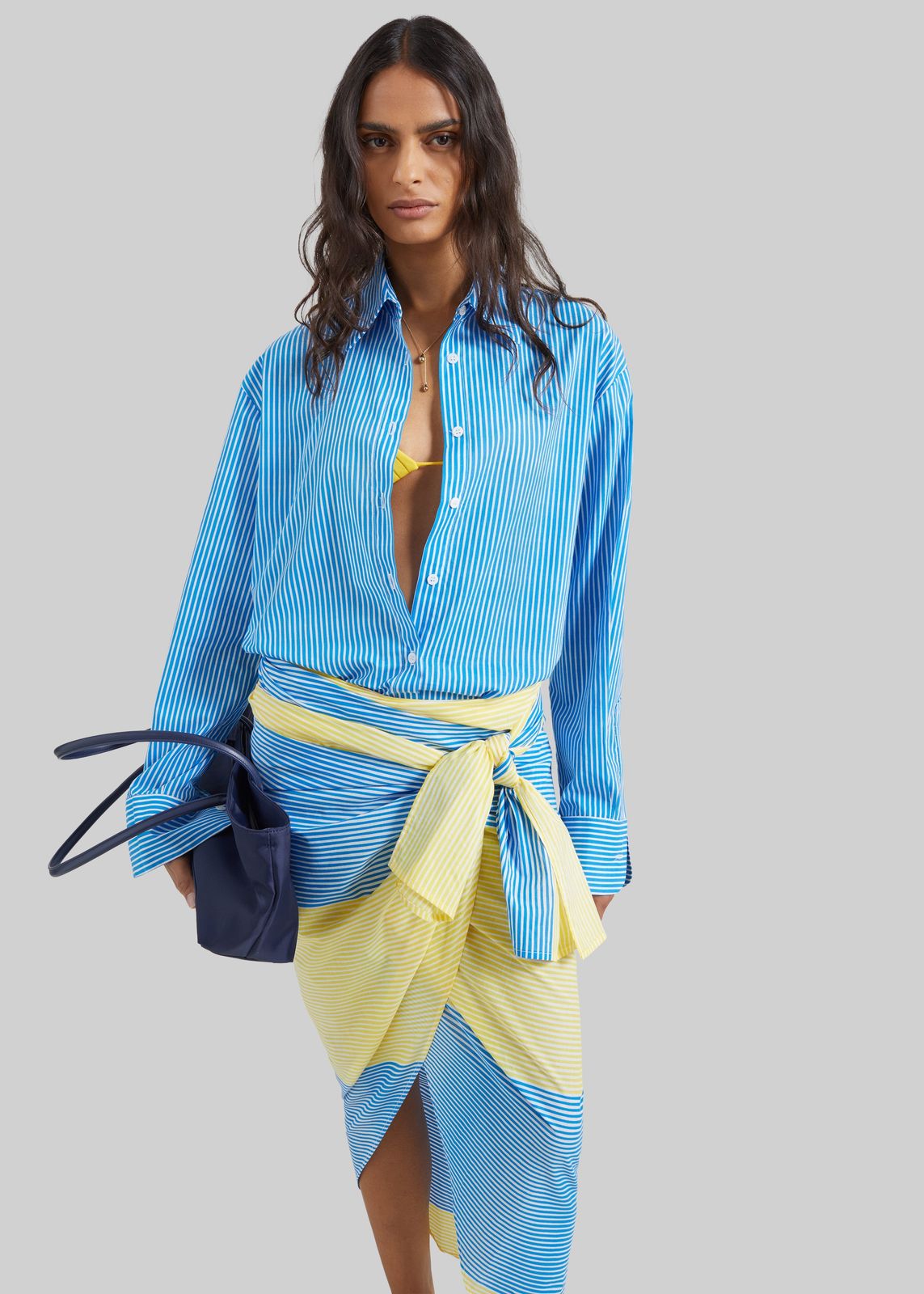 Peri Cotton Shirt - Blue/White Stripe