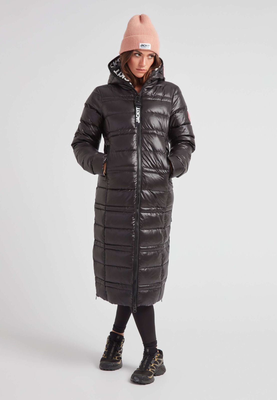 R4d Tramline Extra Long Down Coat Lux Black