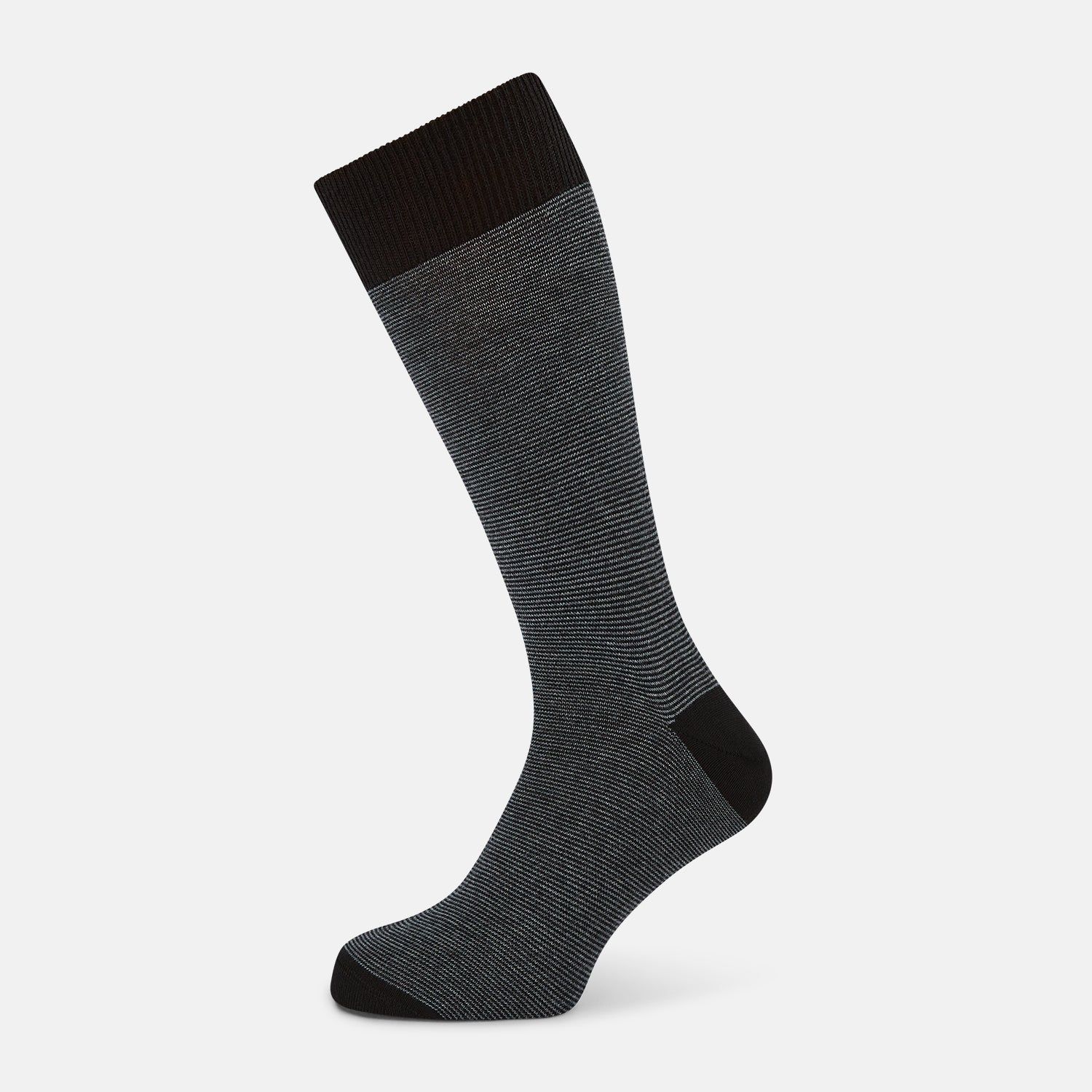 Black And Grey Stripe Wool Mid-length Socks