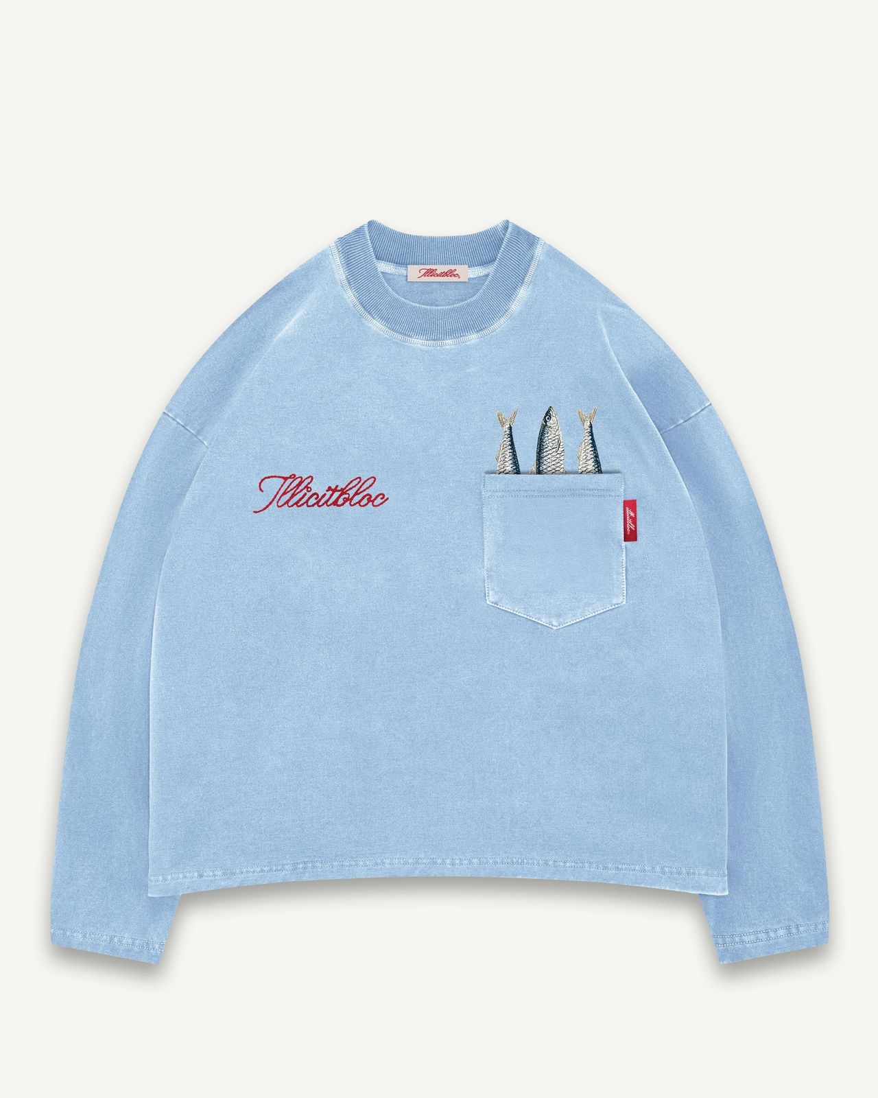 SARDINE CLOUDWEAVE™ POCKET LONG SLEEVE T-SHIRT - POWDER BLUE