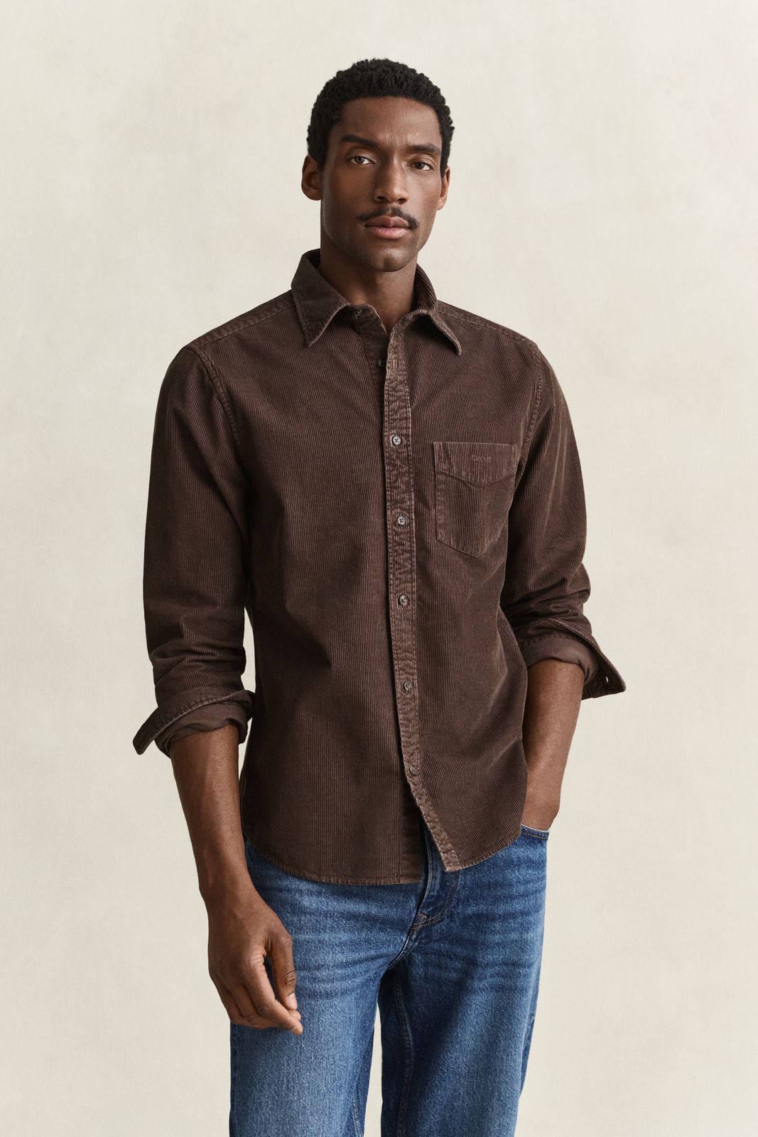 Corduroy Shirt - BLACK BROWN