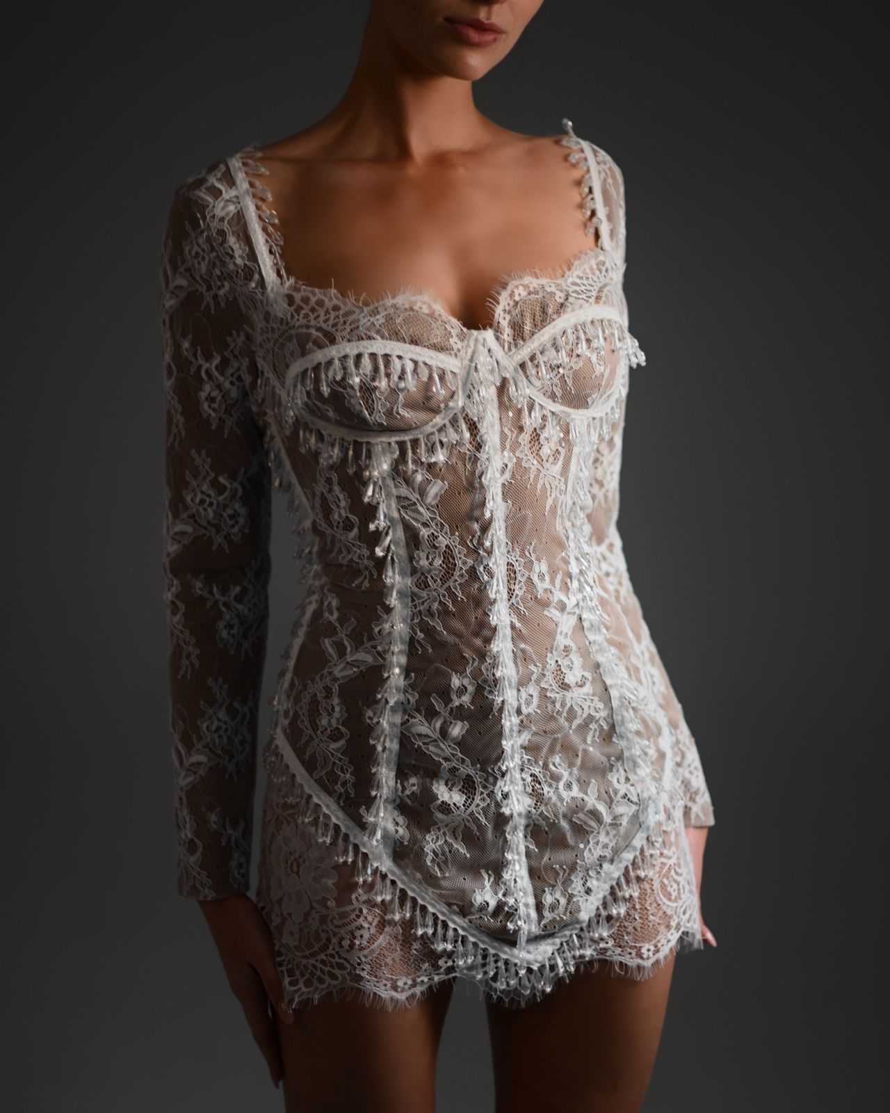 Cici Beaded Dress In White