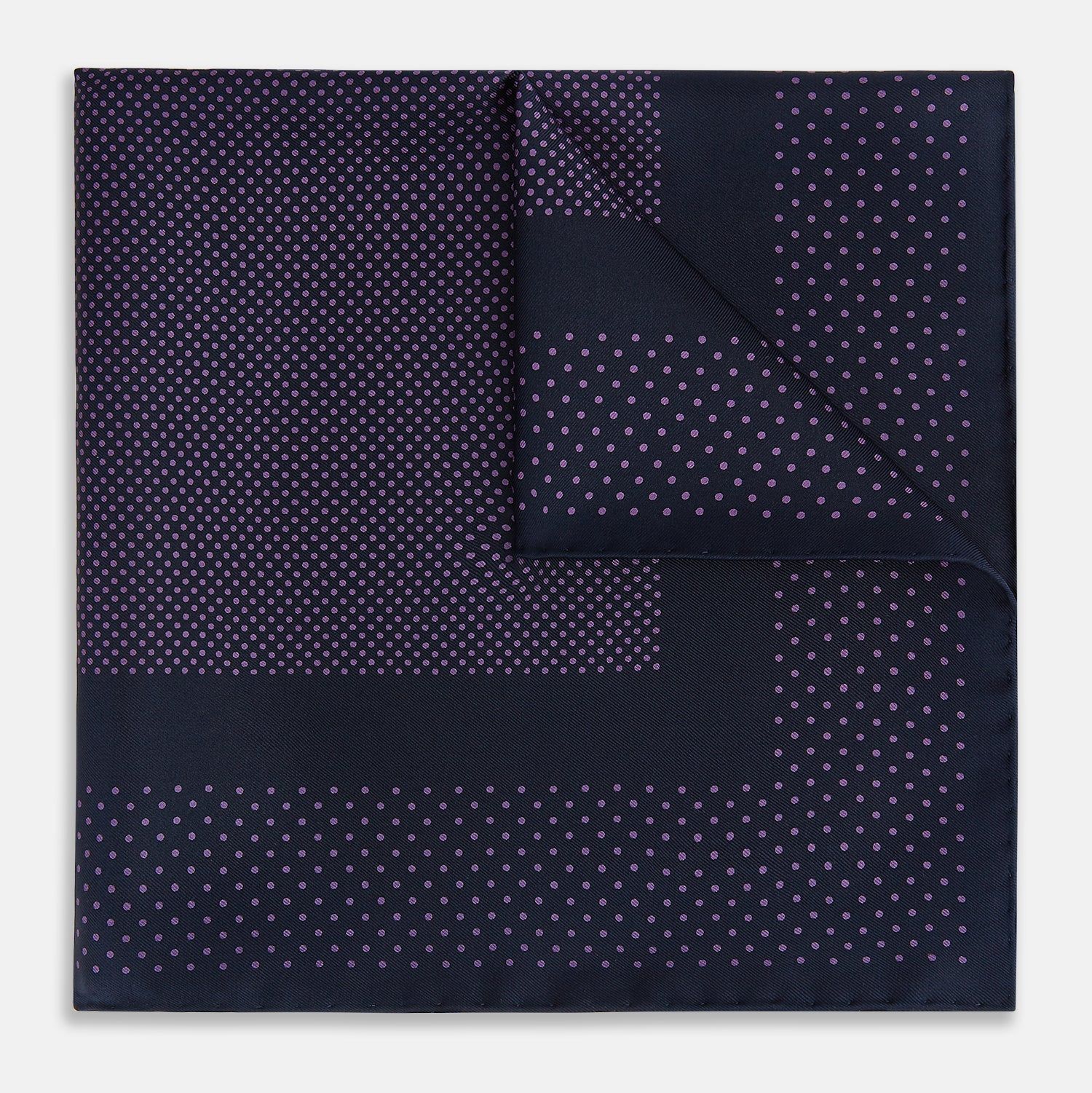 Navy And Purple Dot Silk Pocket Square