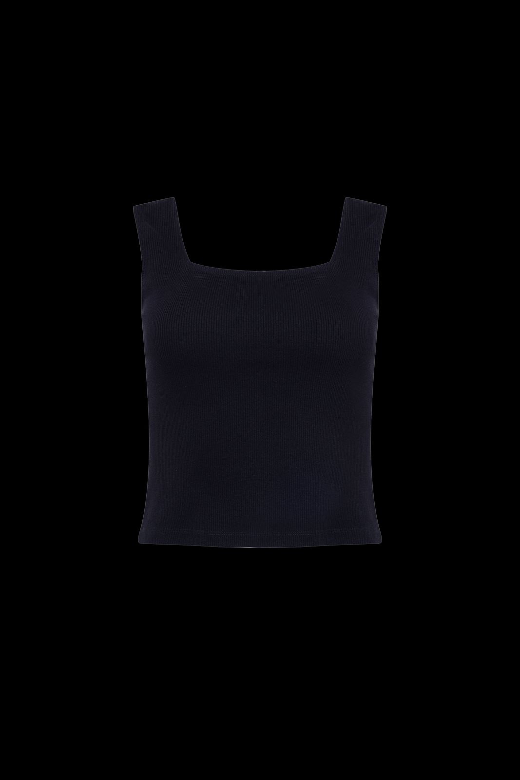 The Kōr Ribbed Knit Organic Cotton Sleeveless Top in Black
