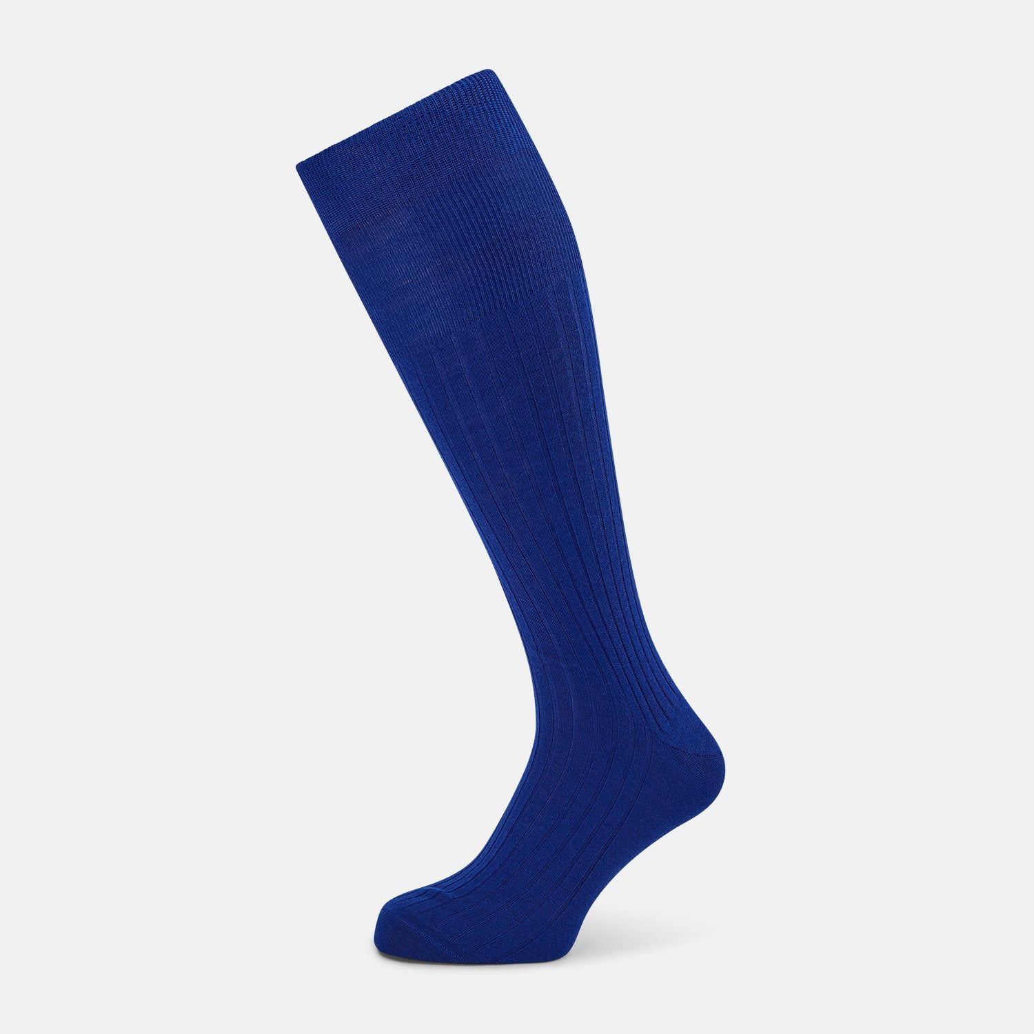 Royal Blue Ribbed Cashmere Silk Long Socks