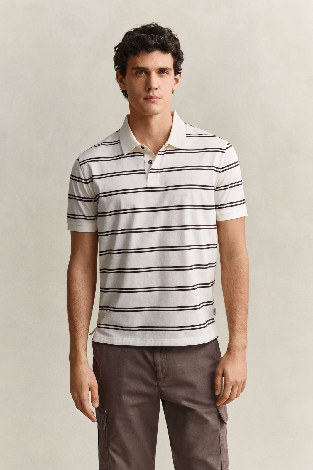 Striped Pima Cotton Polo Shirt - EVENING BLUE