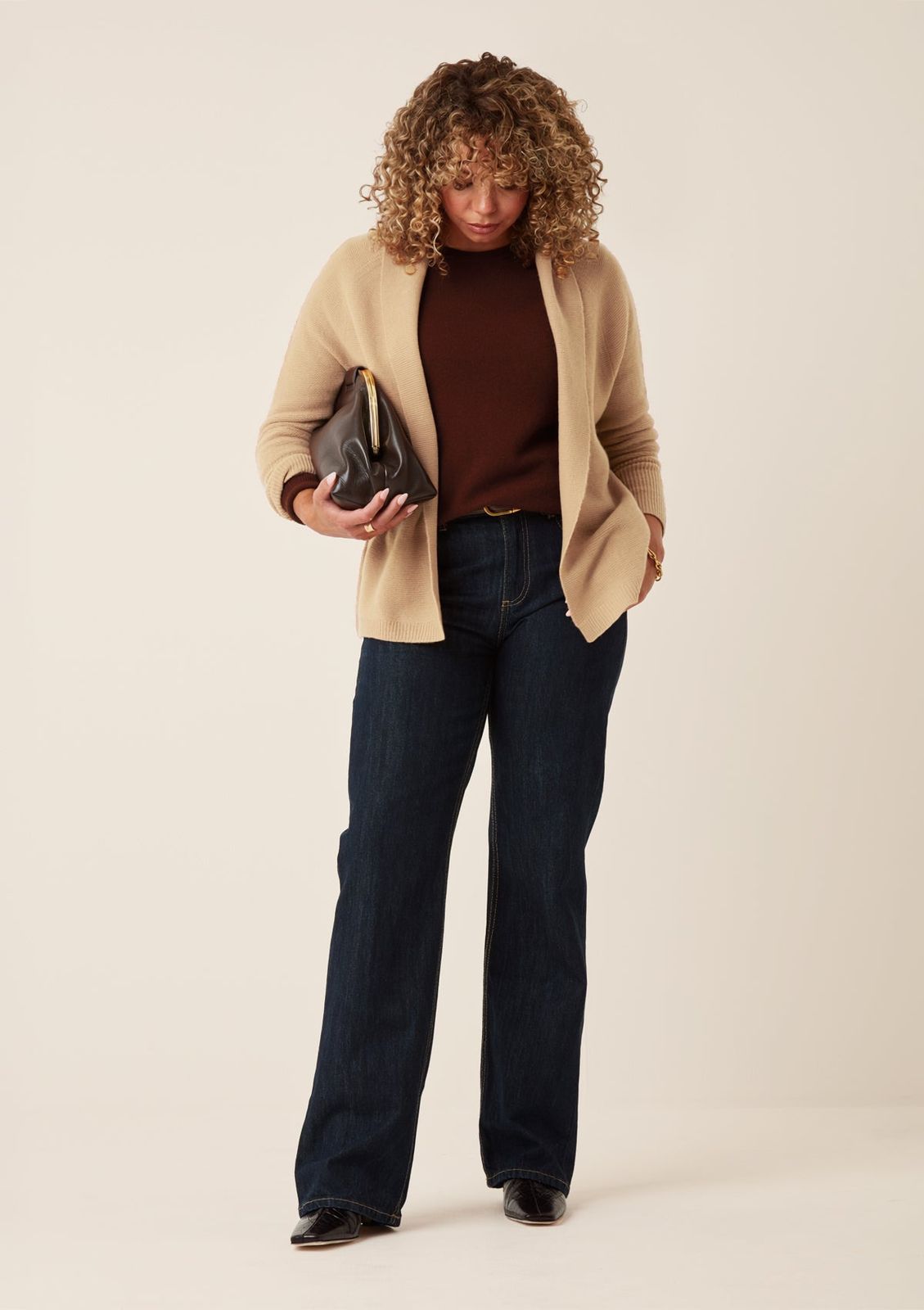 Relaxed Edge To Edge Cardigan In Honey