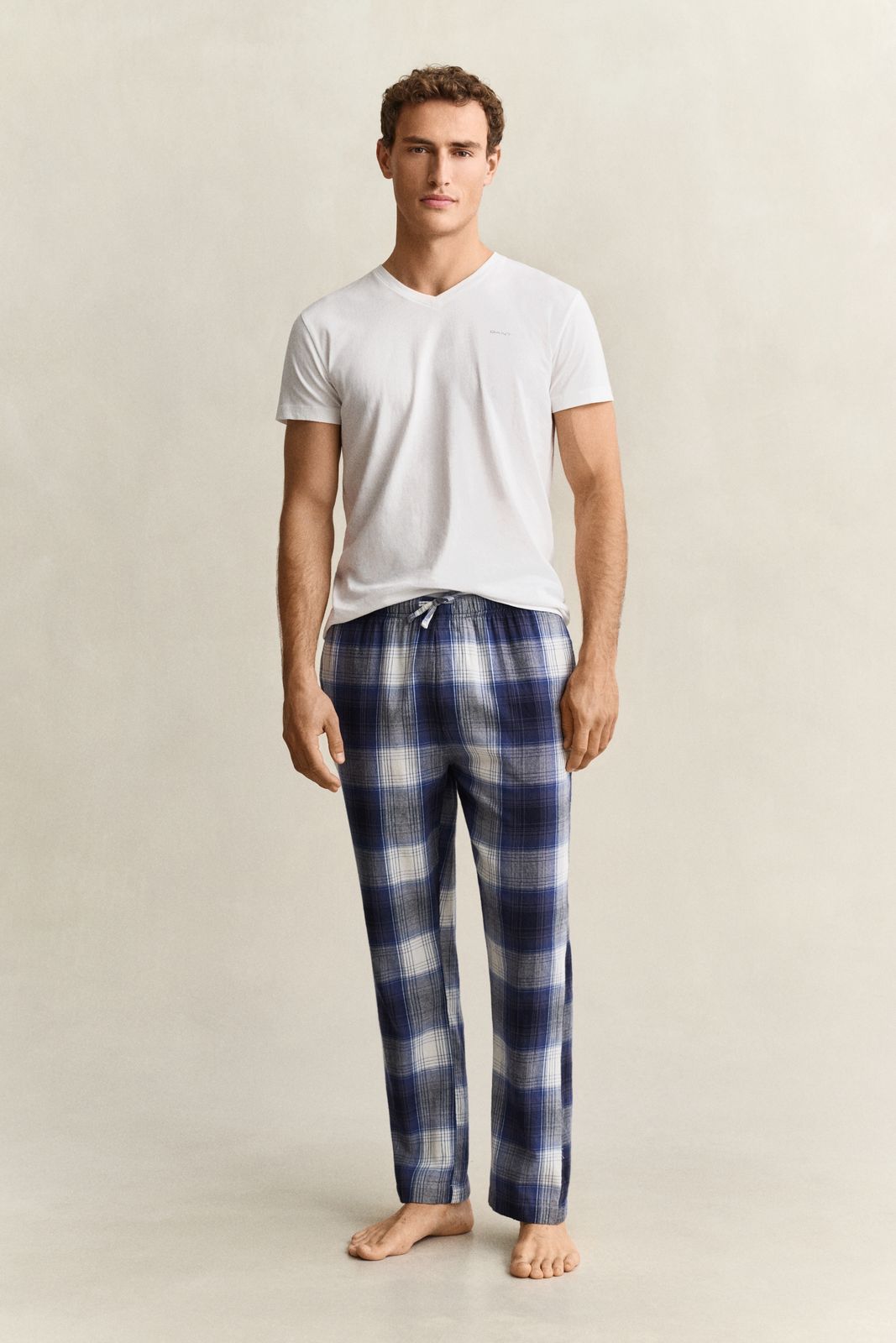 Checked Flannel Pajama Pants - MARINE