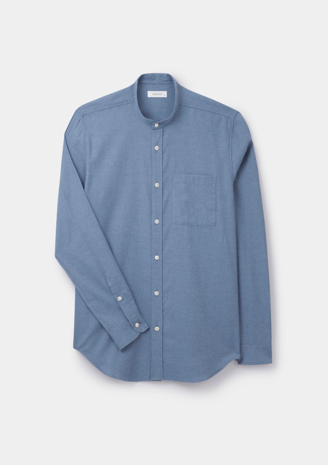 Washed Blue Brushed Cotton Grandad Shirt