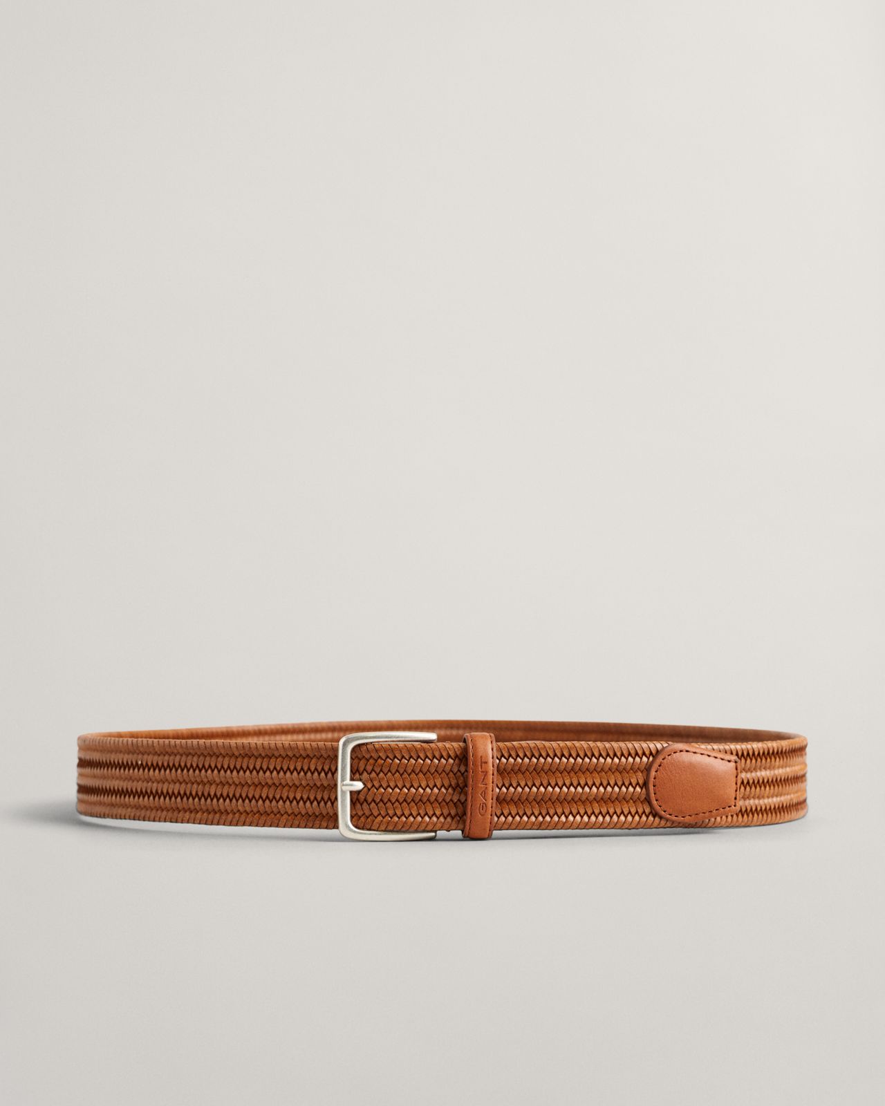 Braided Elastic Leather Belt - BLACK