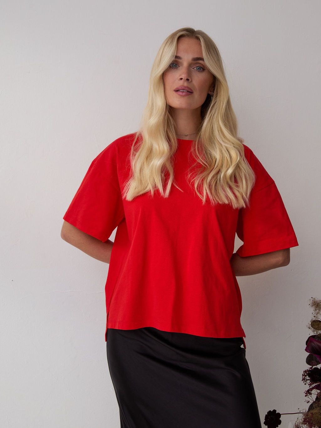 Sara Red Premium Cotton Oversized T-Shirt