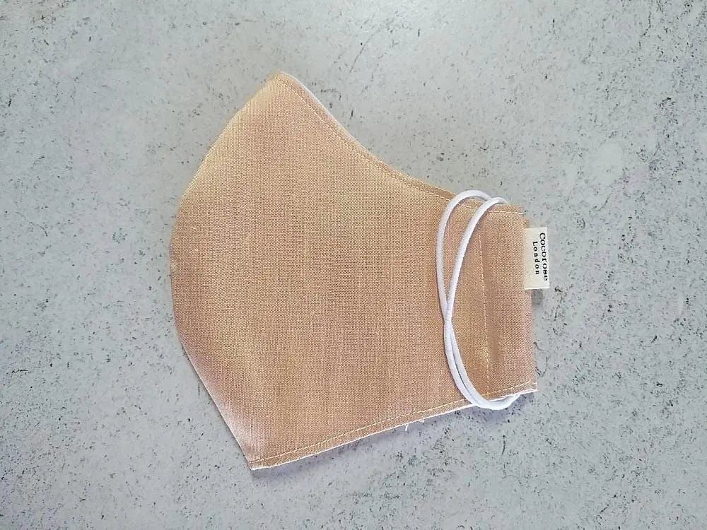 Silk Face Mask with Filter Pocket and Matching Pouch - Rose Gold