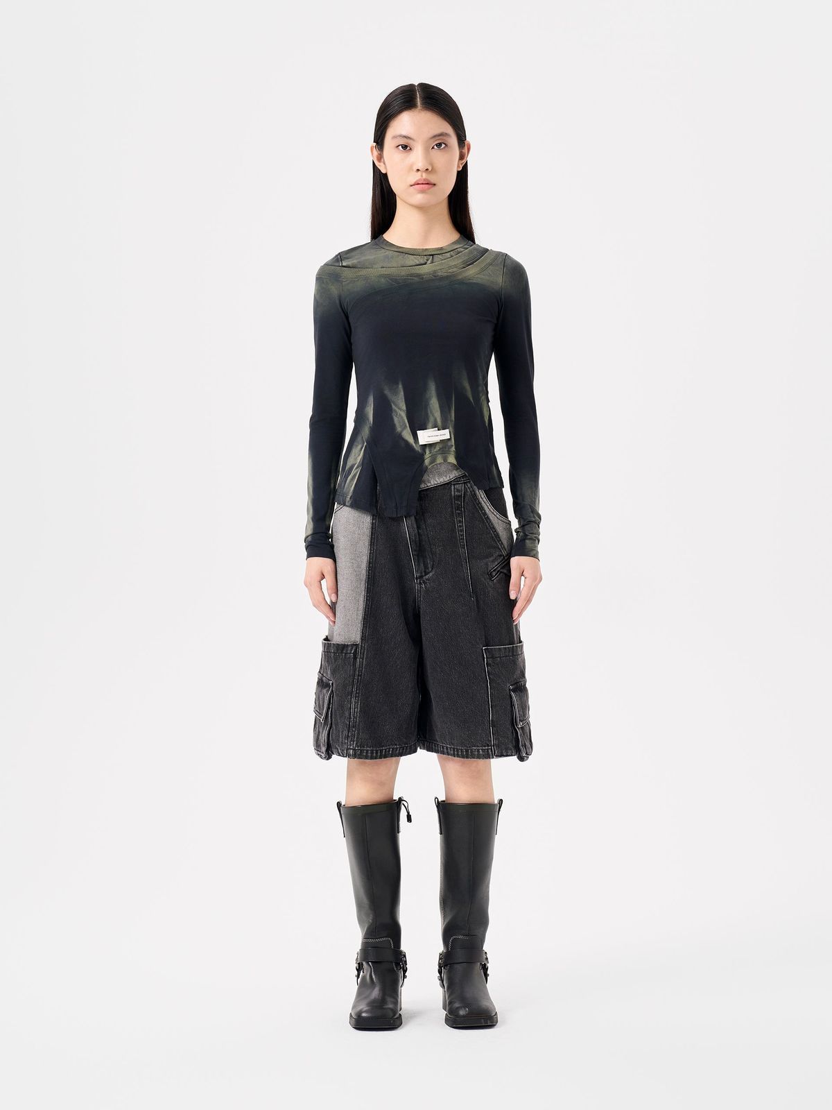 TIE-DYE 2-IN-1 DECONSTRUCTED BASE LAYER TOP