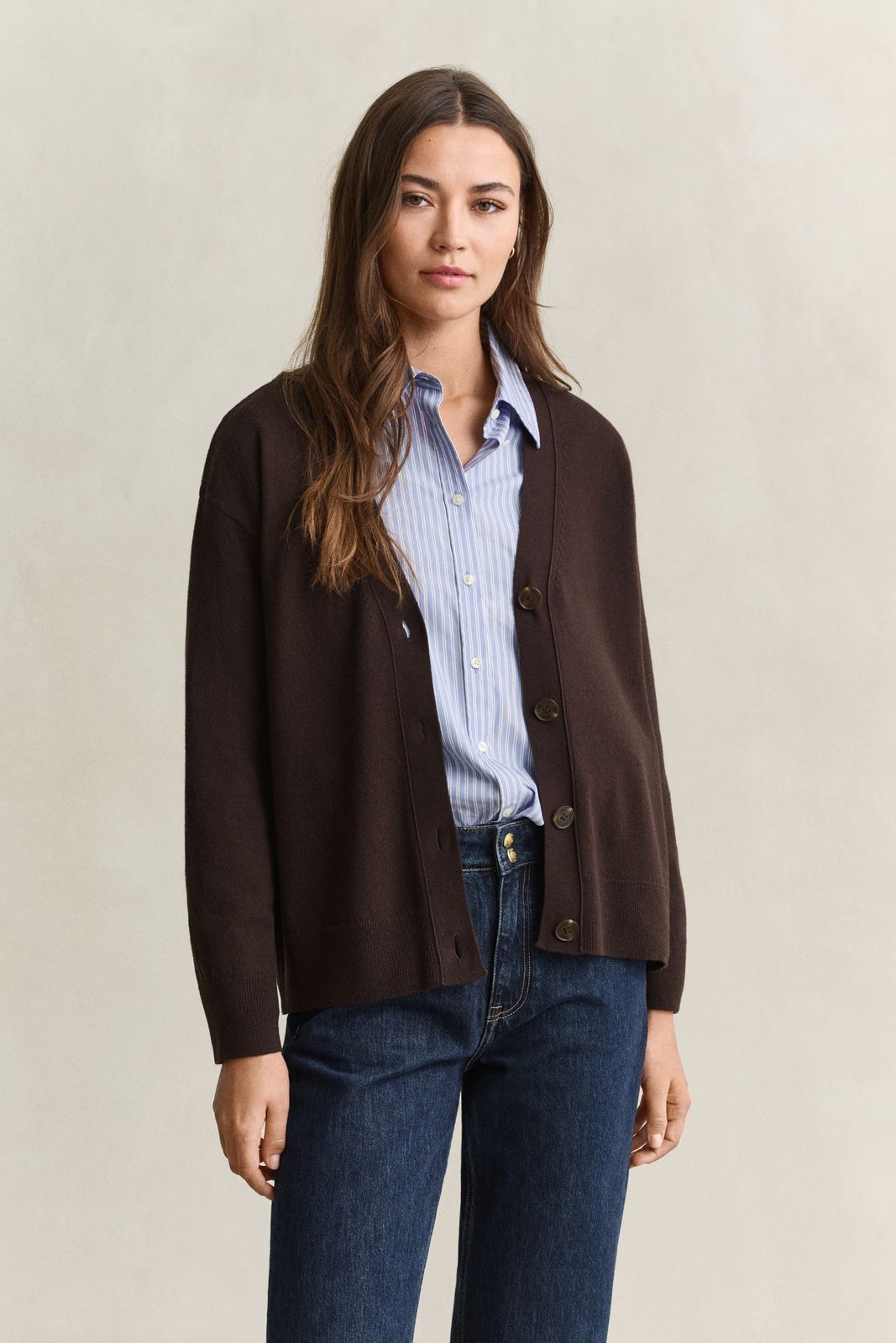Superfine Lambswool Cardigan - DARKENED WINE