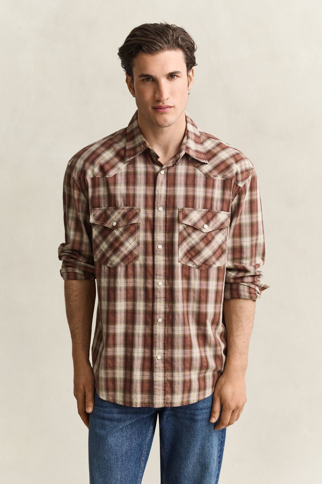 Checked Rodeo Shirt - CARAMEL BROWN
