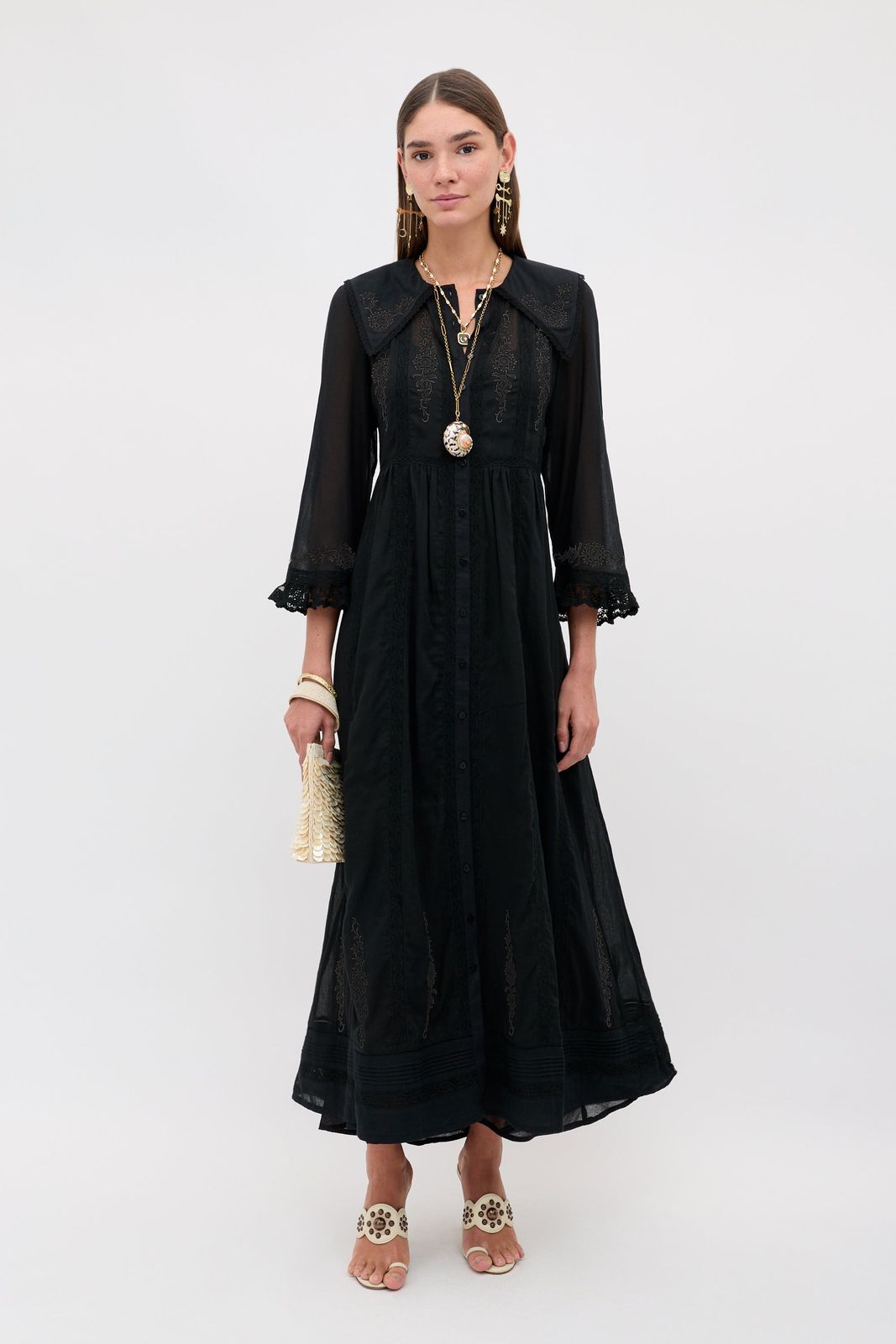 Silvi - Bud Trail Embroidery Black