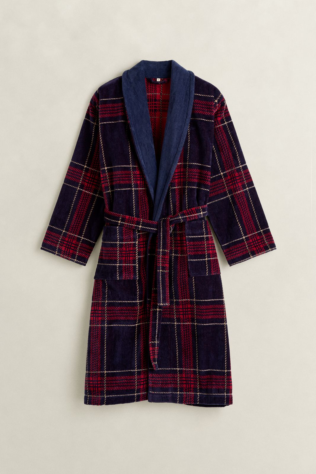 Holiday Check Robe - MARINE