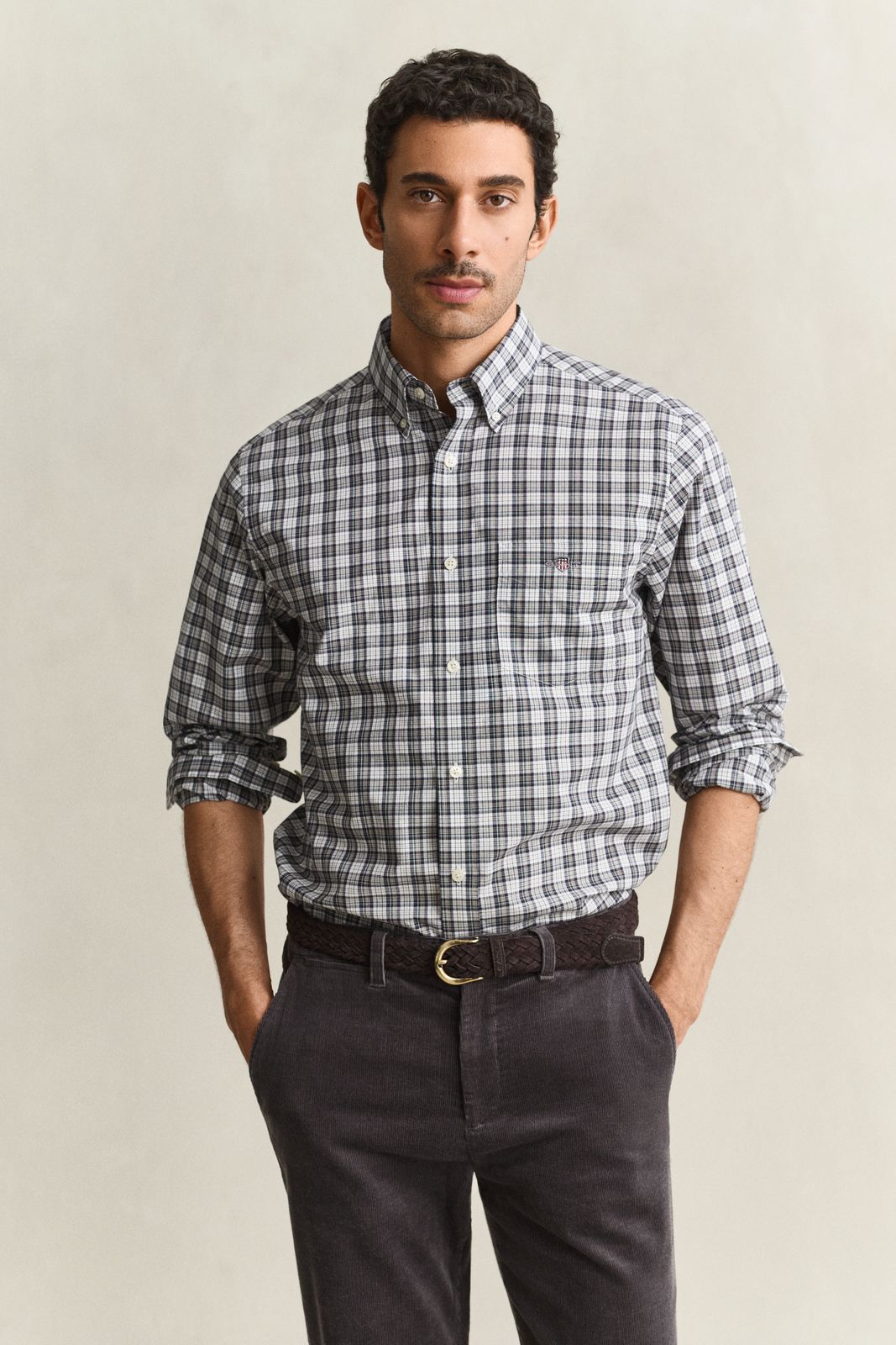 Checked Poplin Shirt - DEEP GRAPE WINE