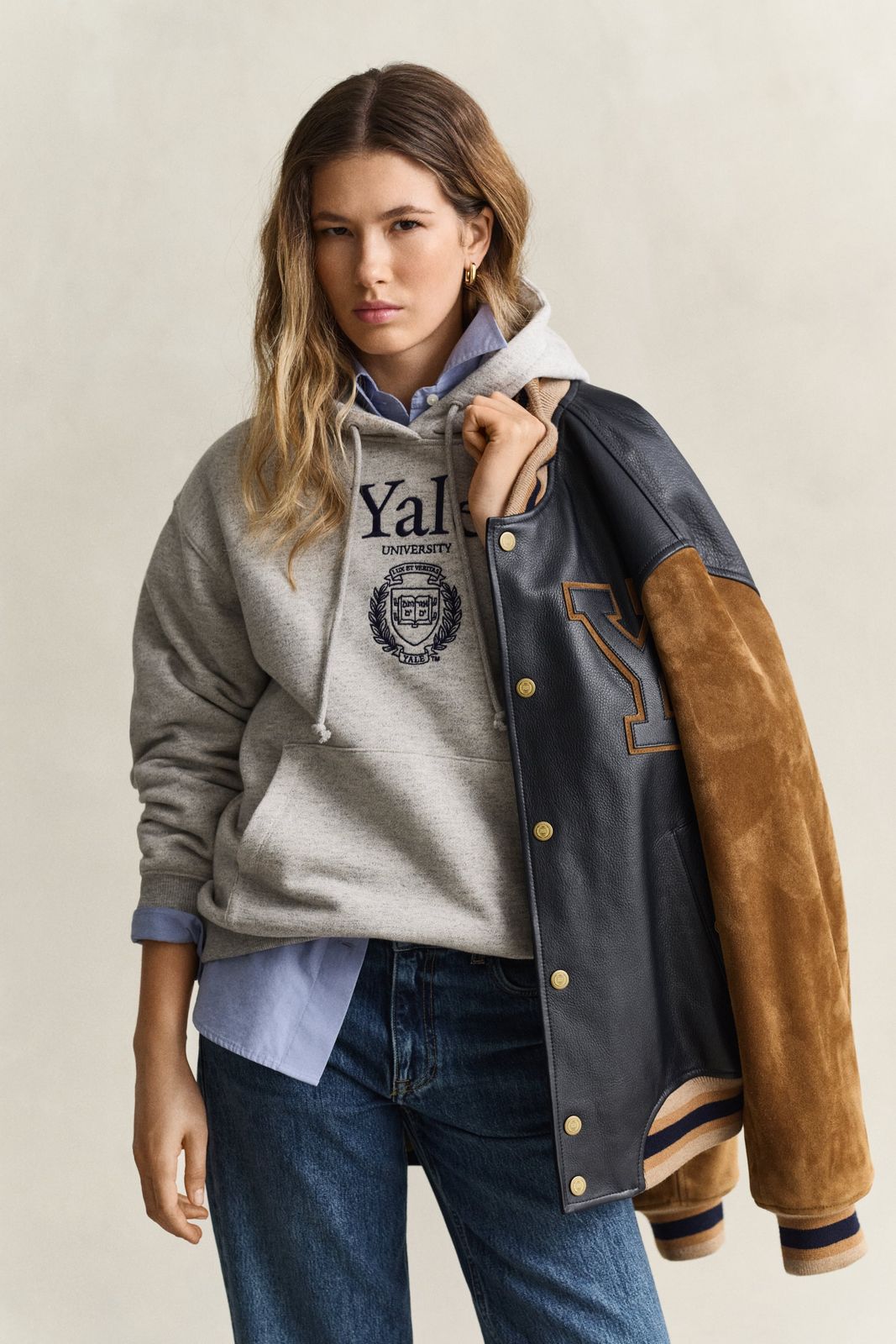 Gant x Yale Graphic Hoodie - GREY MELANGE