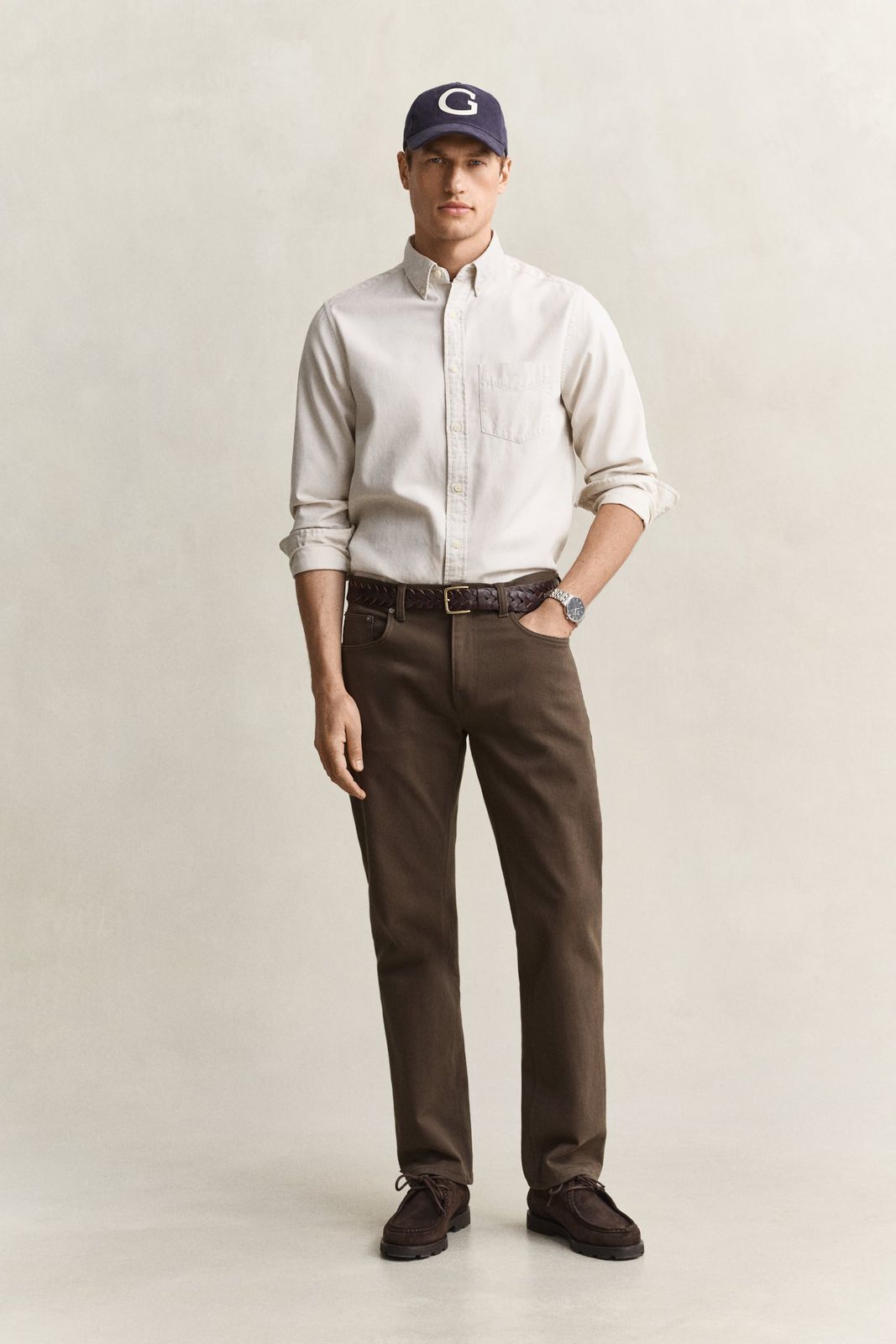 Regular Fit Twill Jeans - Shadow Brown