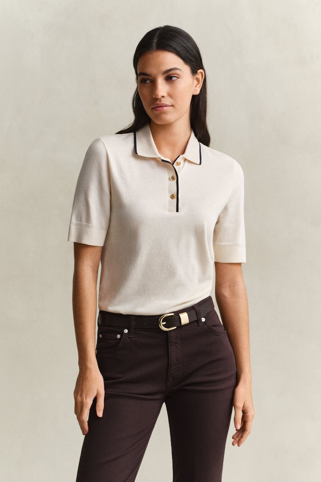 Seamless Polo Top - CREAM