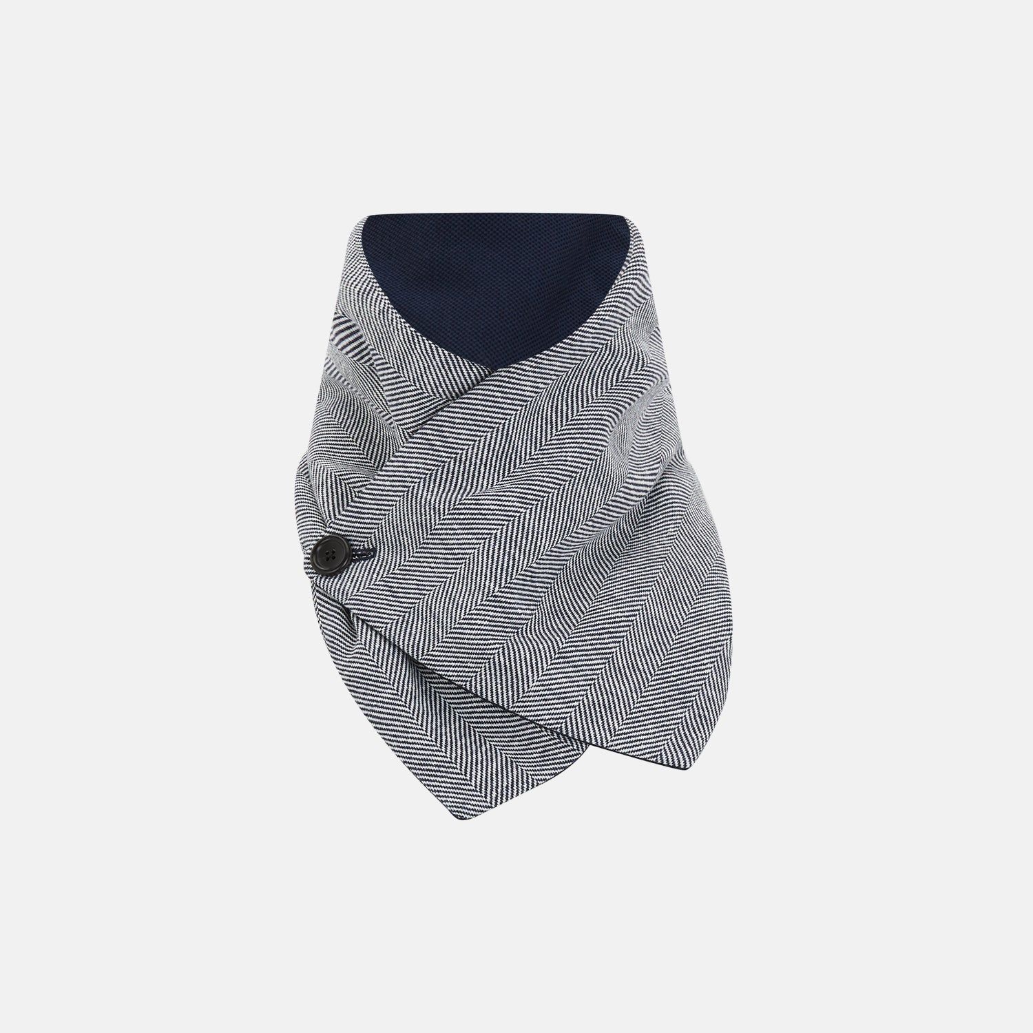 Navy Herringbone Silk And Linen Neck Warmer