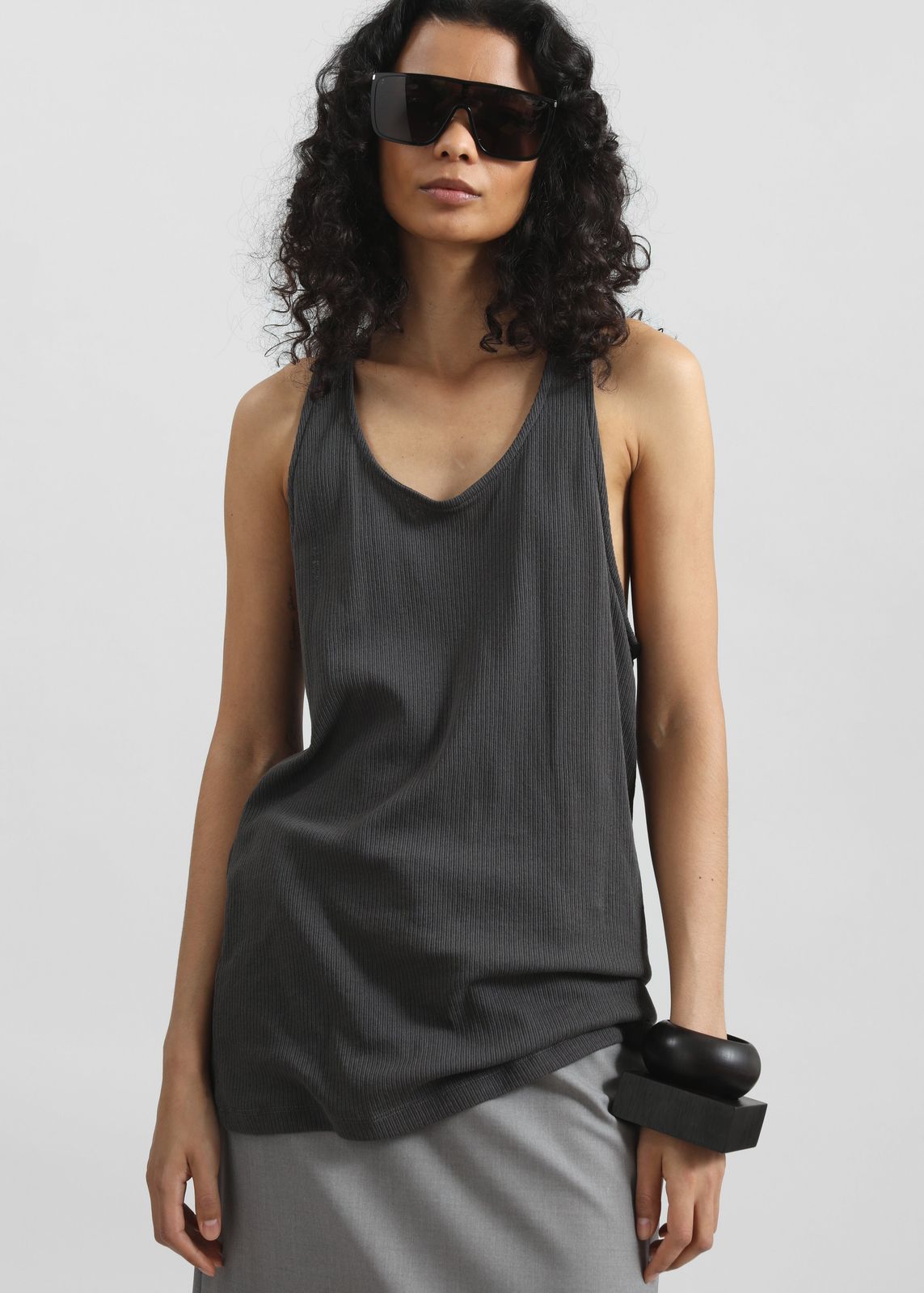 Nox Ribbed Tank Top - Storm Grey