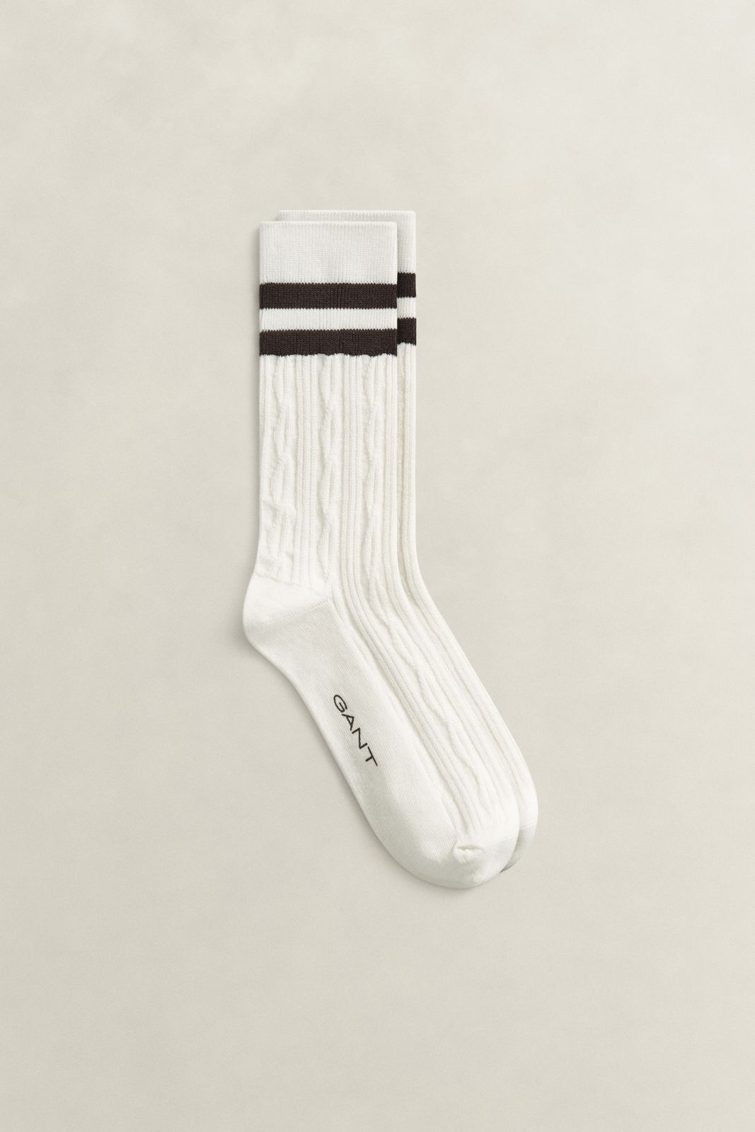 Cable Knit Sport Socks - EGGSHELL