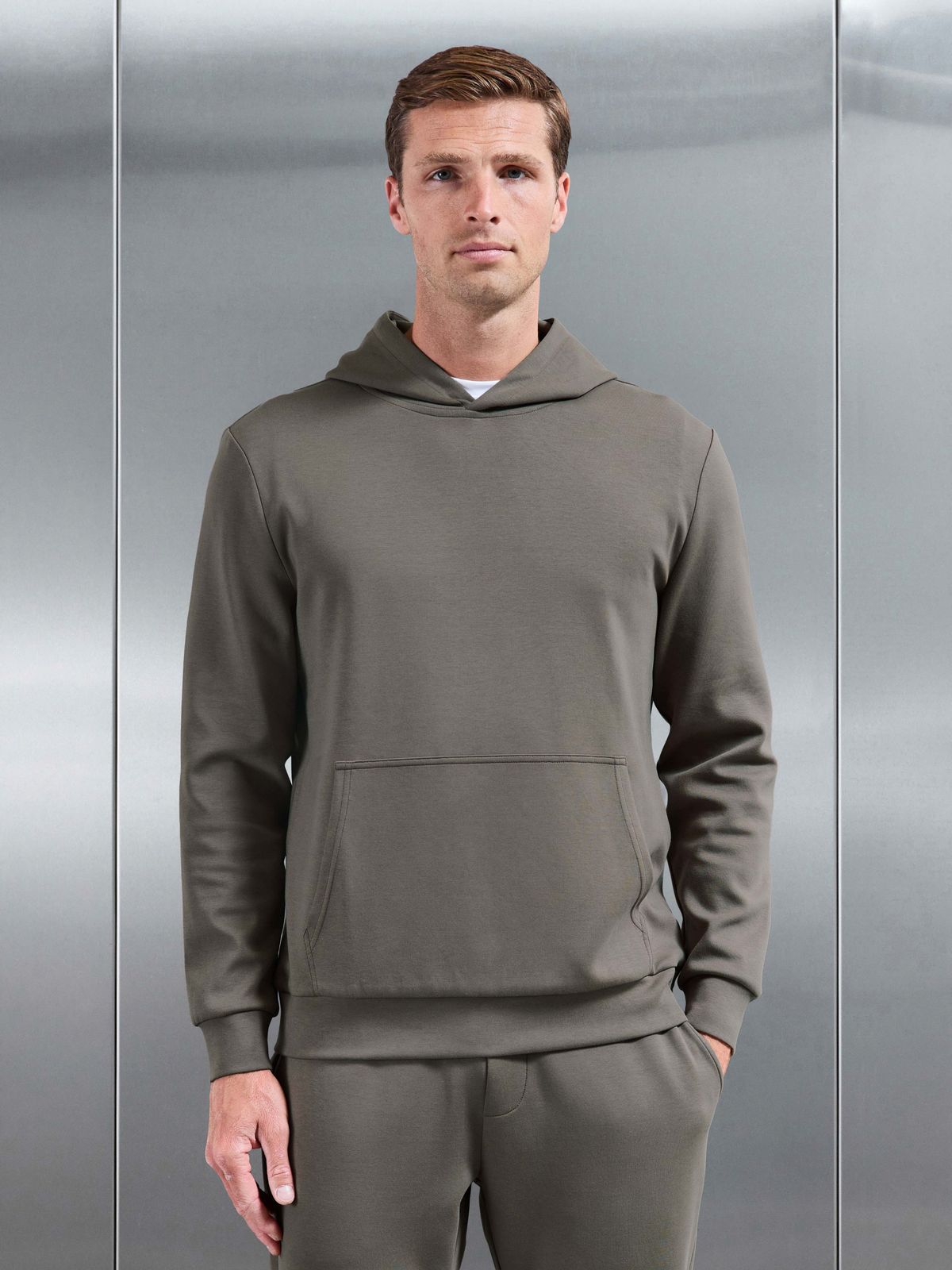 Interlock Jersey Essential Hoodie in Taupe