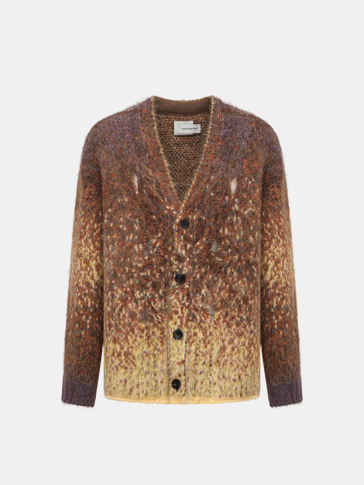 YELLOW GRADIENT JACQUARD KNIT CARDIGAN