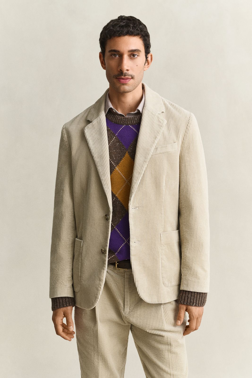 Corduroy Suit Jacket - BLACK BROWN